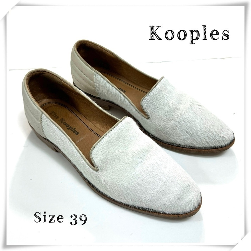 The Kooples Calfskin Flat Loafers in White Size 39 / US 8